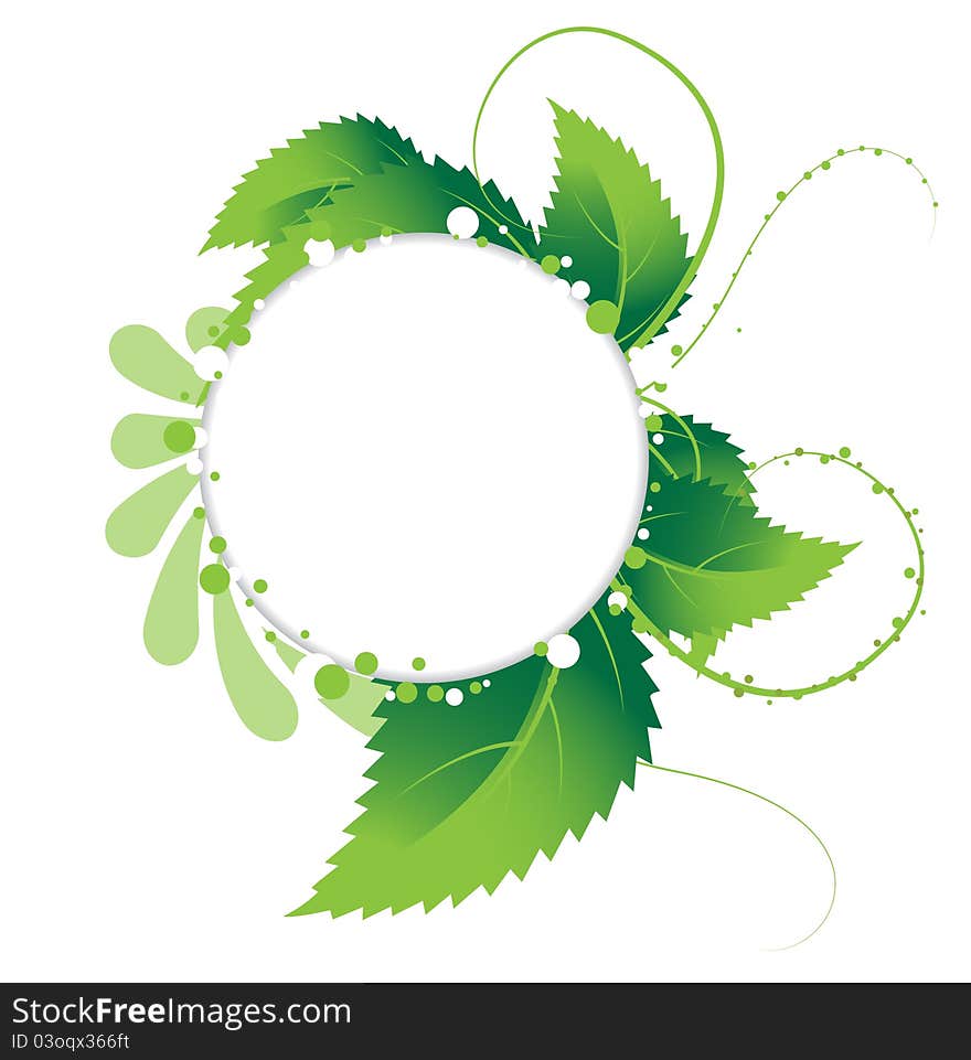 Garland of green leaves. Floral Frame. Garland of green leaves. Floral Frame