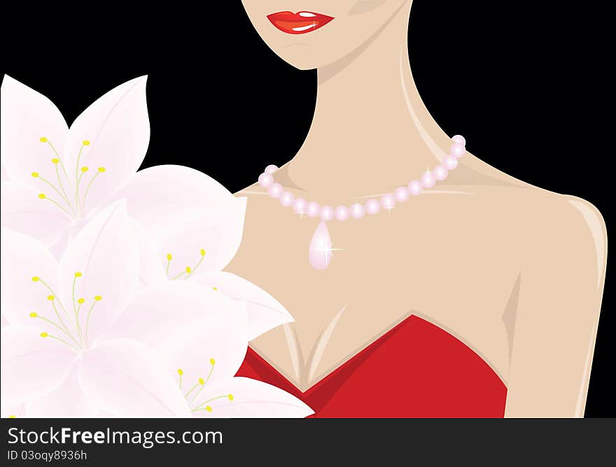 Vector illustration of Beauty woman with flowers