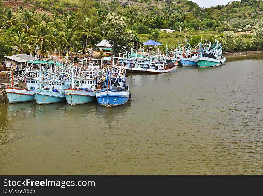 Fisherman village with colorful boat in Thailand. Fisherman village with colorful boat in Thailand.