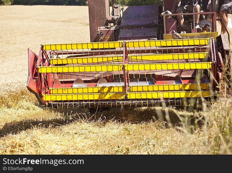 Combine Harvester in wheat corn field. Combine Harvester in wheat corn field
