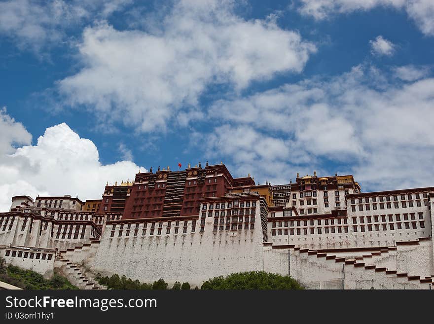 Potala palace and cloudscape blue sky in Lhasa ,Tibet