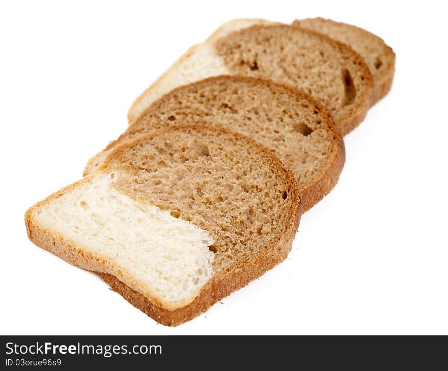 Sliced bread on a white background