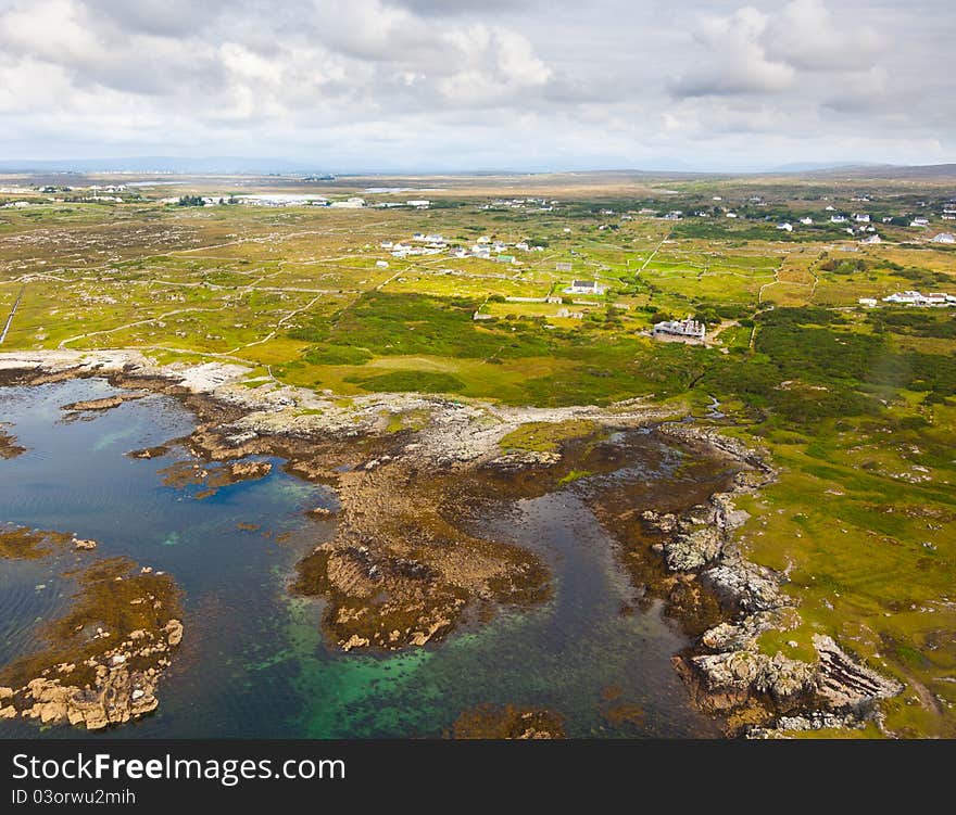 Aerial view of the Coast of Conemara, county Galway, Ireland. Aerial view of the Coast of Conemara, county Galway, Ireland.