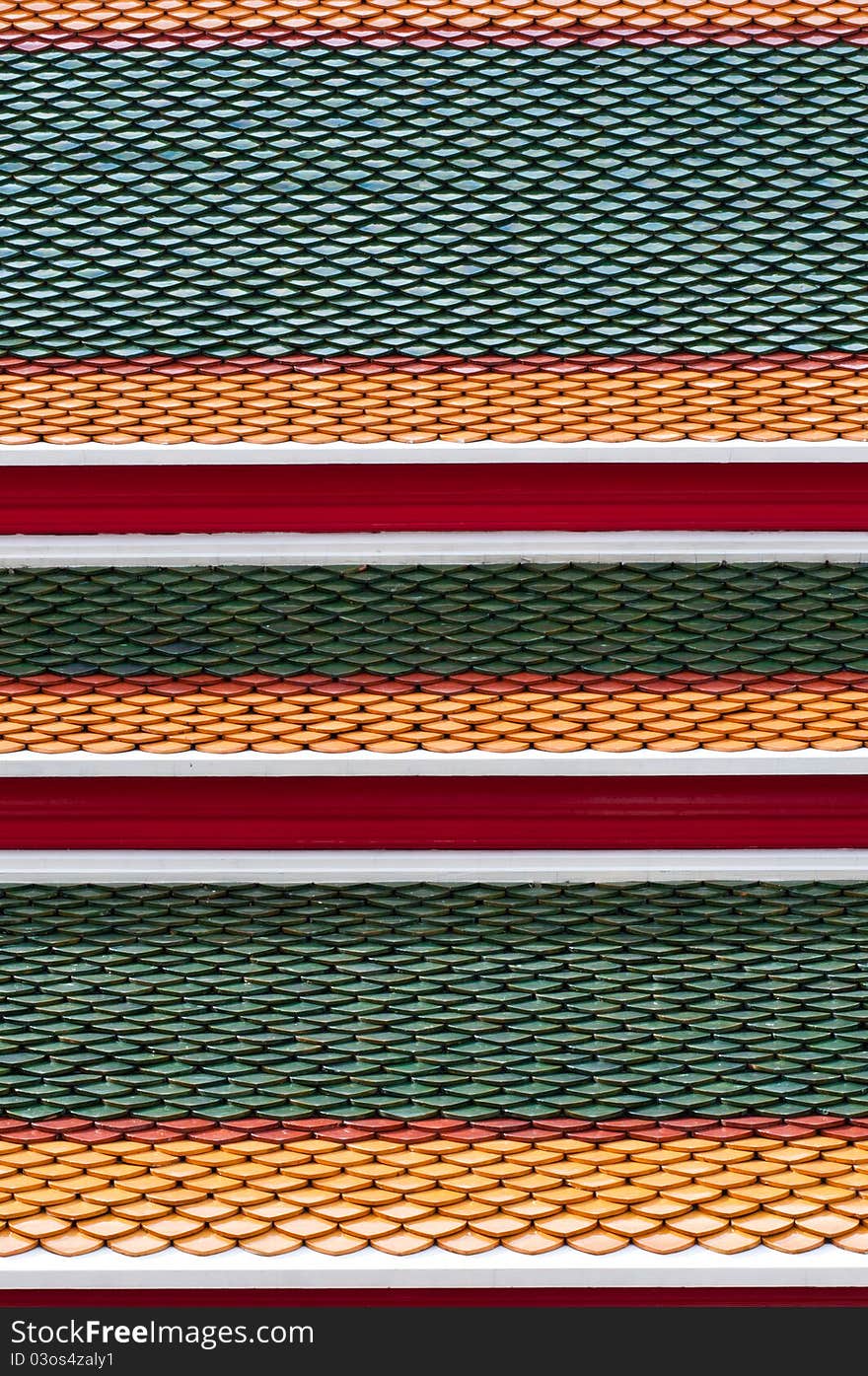 Thai Temple Roof tile color and detail