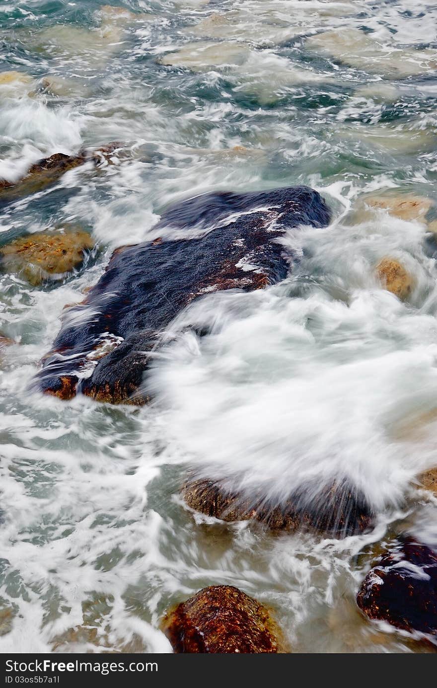 Sea water on the cliff