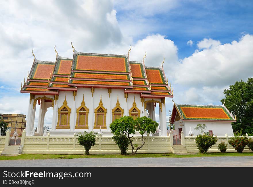 Thai temple with sky in nakhonratchasima of thailand. Thai temple with sky in nakhonratchasima of thailand