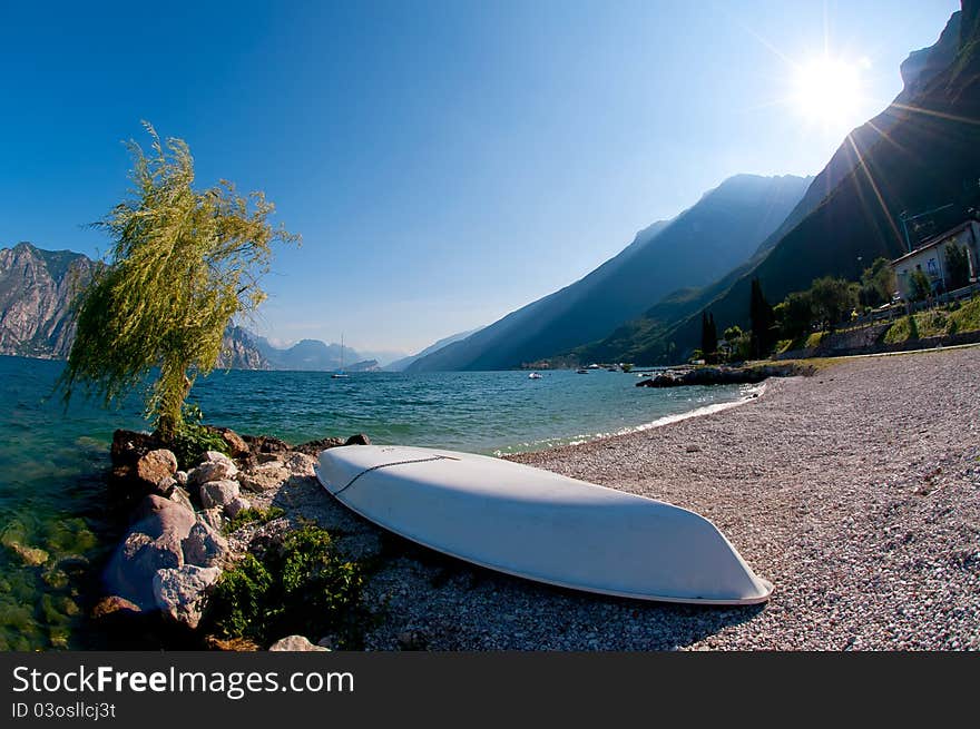 Boat By The Italian Mountain Lake