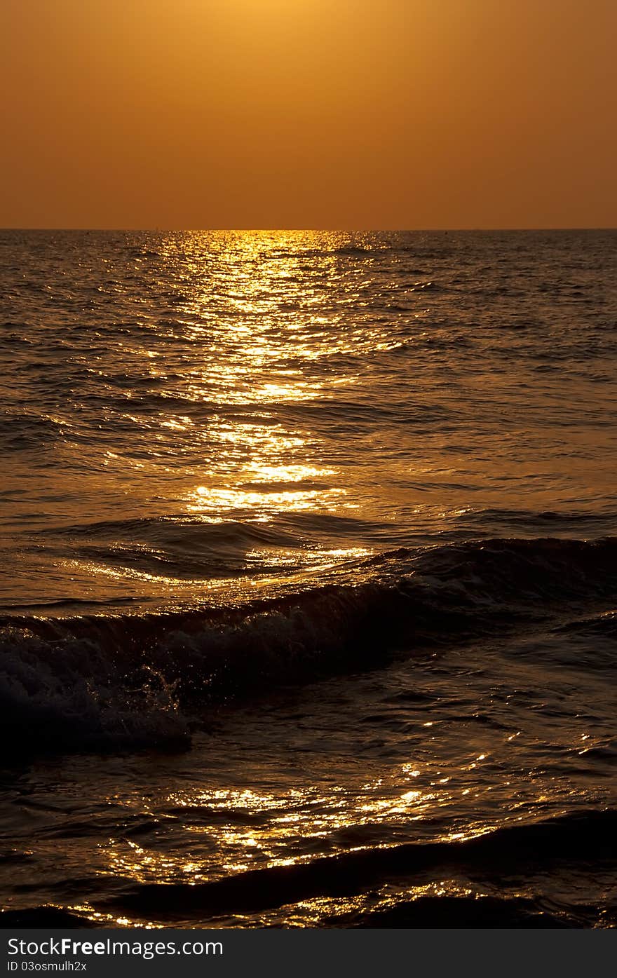 Beautiful sunset over the water of the Mediterranean sea. Beautiful sunset over the water of the Mediterranean sea