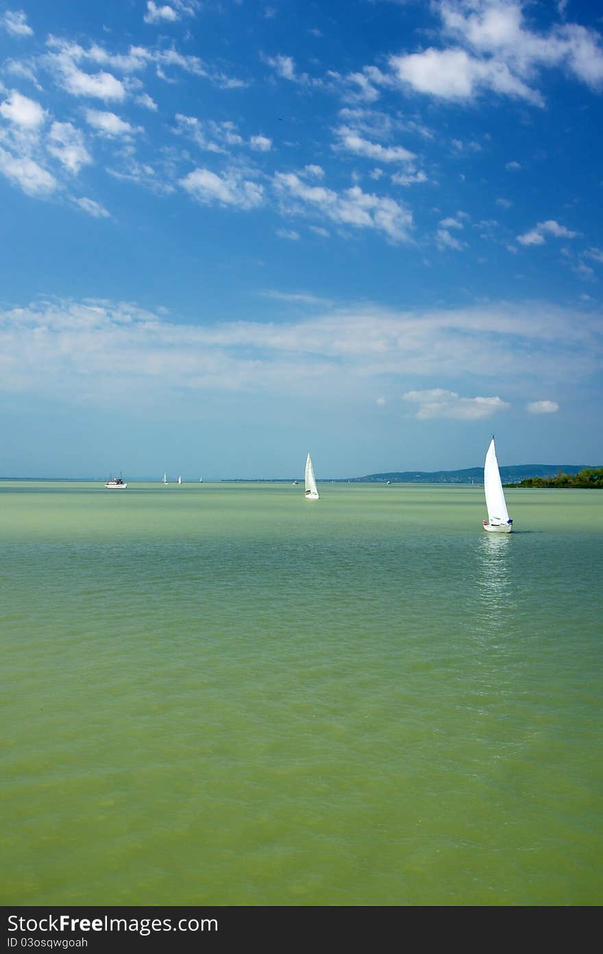 Sailboats in the middle of Lake