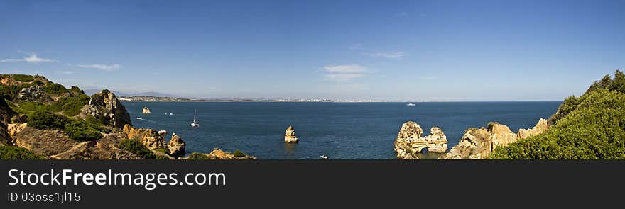 A Panorama of a very nice bay with rocks. A Panorama of a very nice bay with rocks