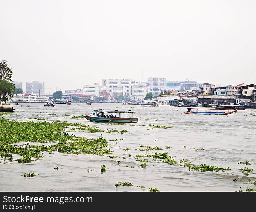 View on Chao Phraya river at afternoon , Bangkok in Thailand