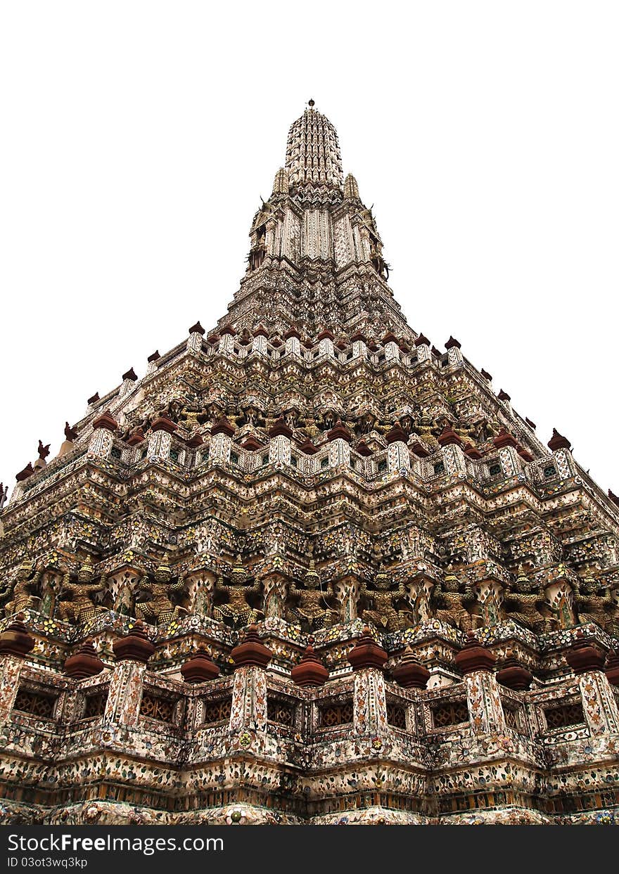 Isolated of Pagoda in the Wat Arun in Bangkok