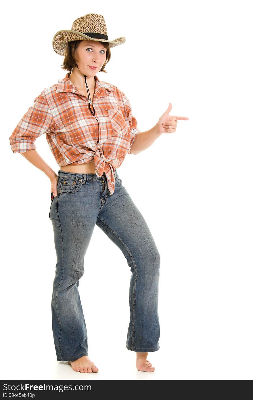 Cowboy woman on a white background. Cowboy woman on a white background.