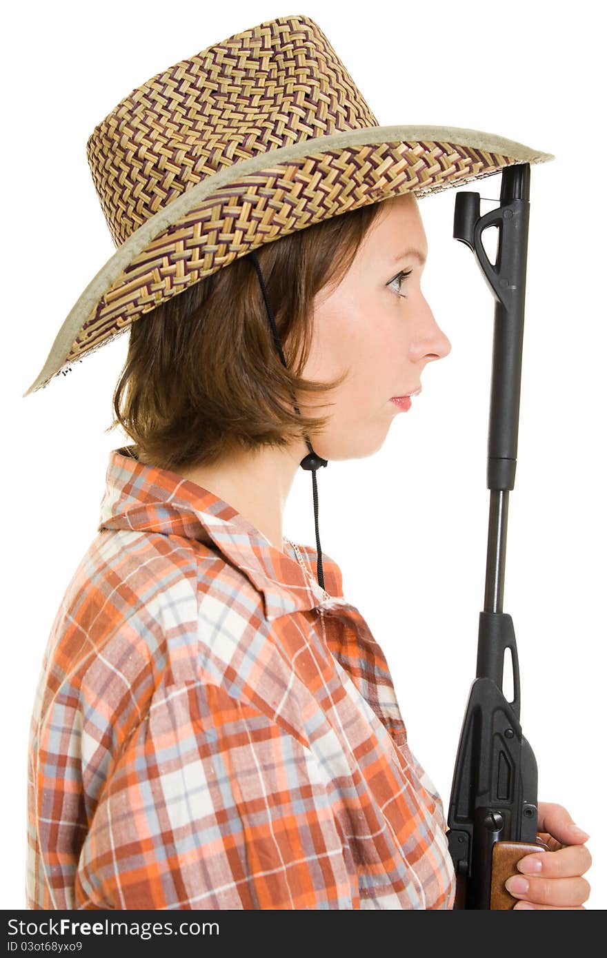 Cowboy woman with a gun.