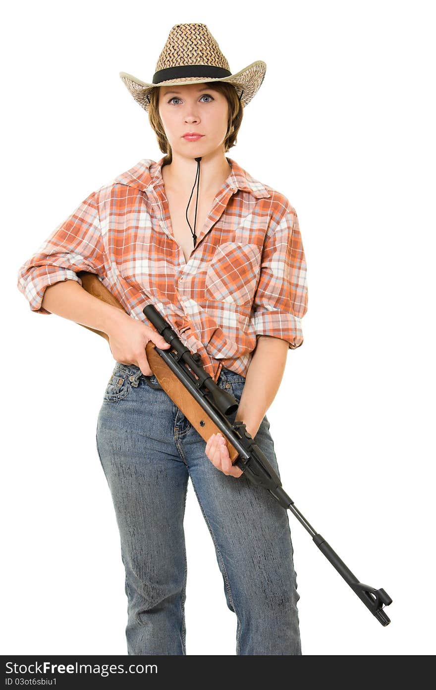 Cowboy woman with a gun.