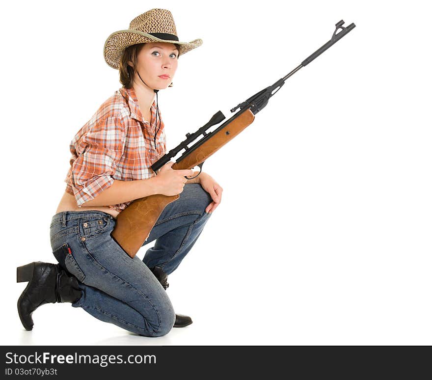 Cowboy woman with a gun.