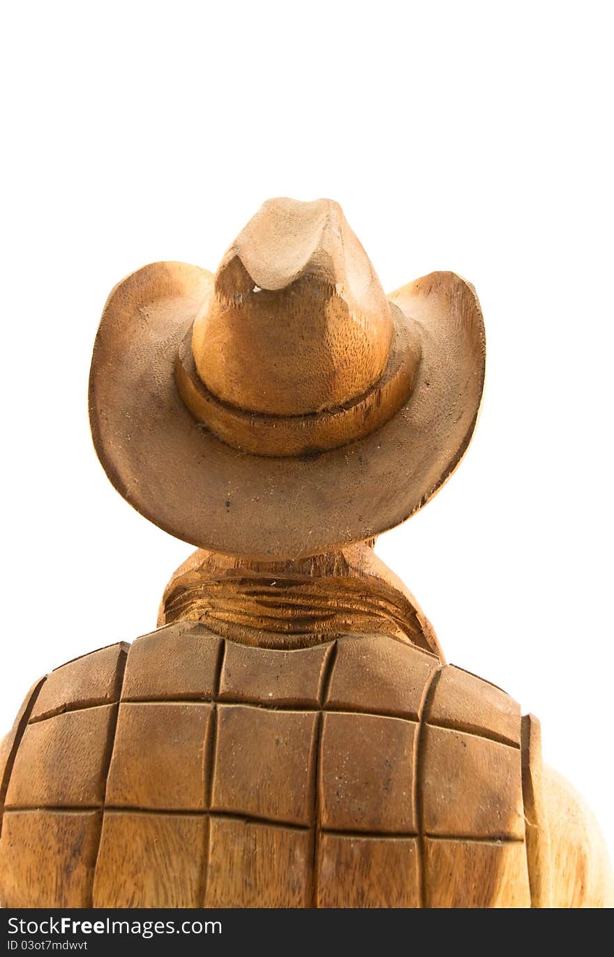 Old cowboy wood carved isolated