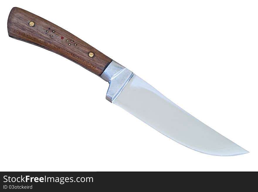 Handmade hunting knife with wooden handle