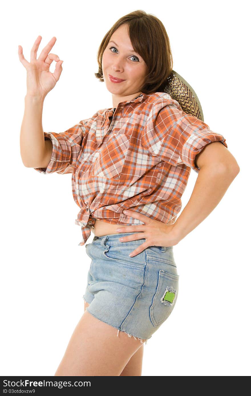 Cowboy woman on a white background. Cowboy woman on a white background.