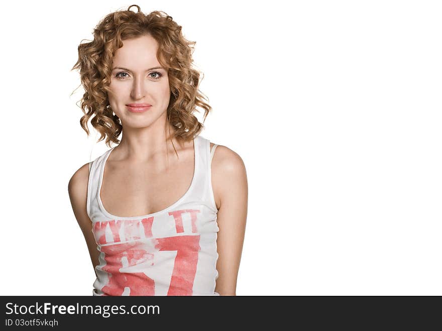 Portrait of happy smiling woman , Isolated on white background