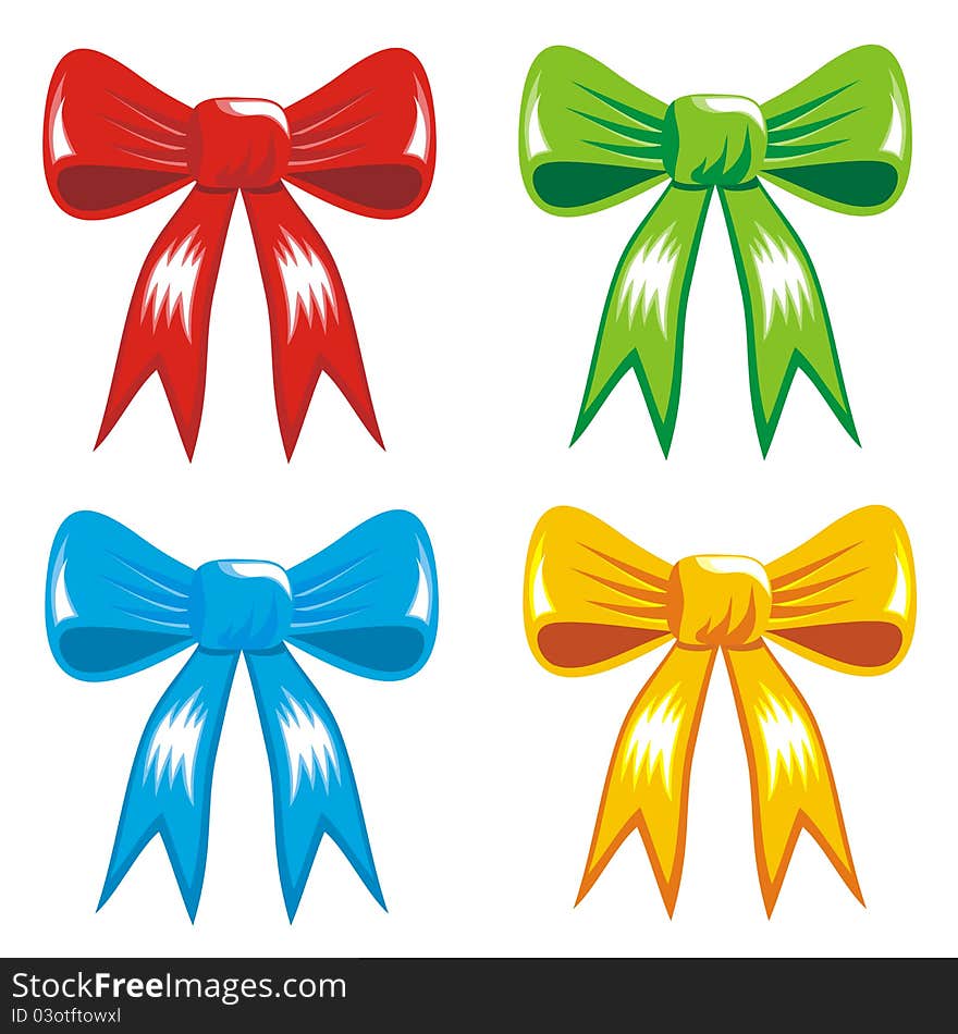 Celebrating color bows on white background. Celebrating color bows on white background