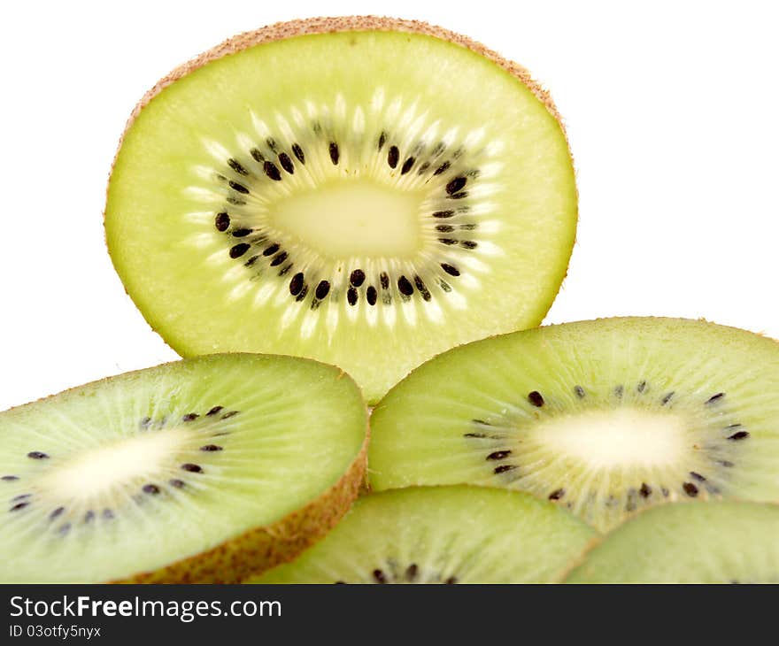 Color photograph of sliced pieces of kiwi fruit. Color photograph of sliced pieces of kiwi fruit