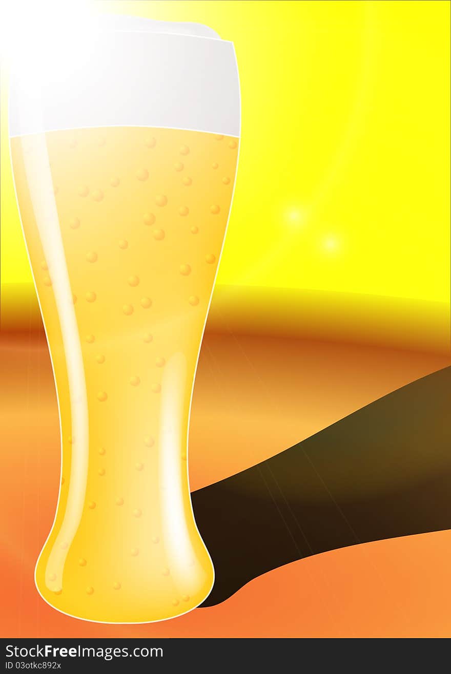 Shining glass full of beer. Shining glass full of beer