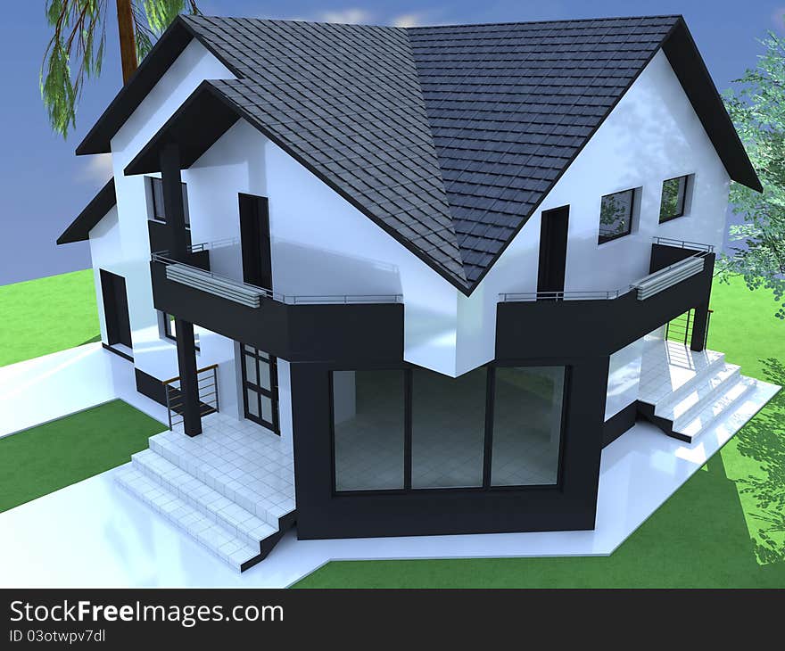 3D render of modern house