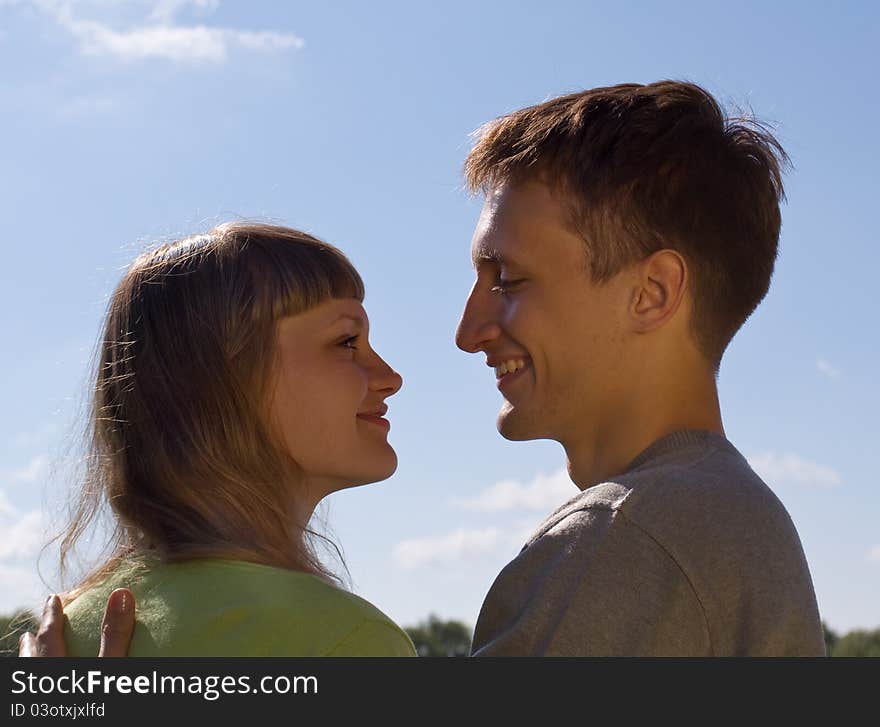 Married couple (in love) on a nature background. Married couple (in love) on a nature background