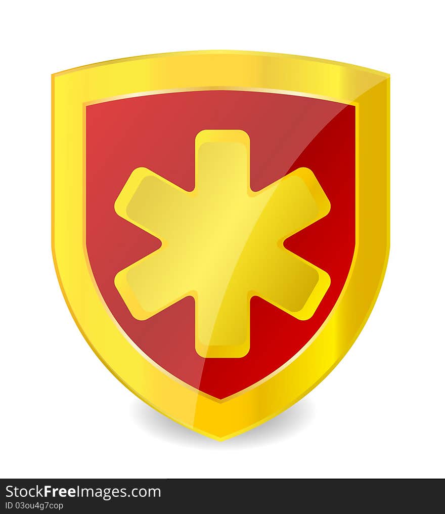 Gold medical symbol in emblem