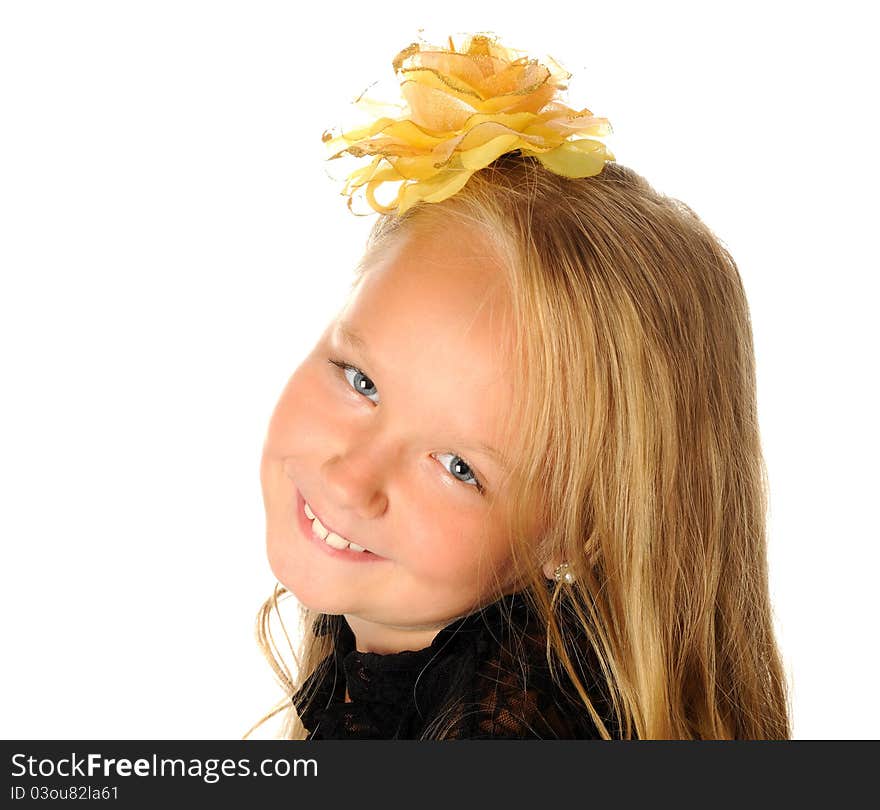 Beautiful happy girl portrait, isolated on white. Beautiful happy girl portrait, isolated on white