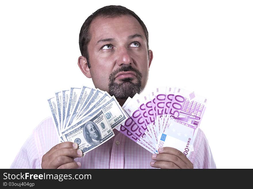 Man Torn Between Dollars And Euros