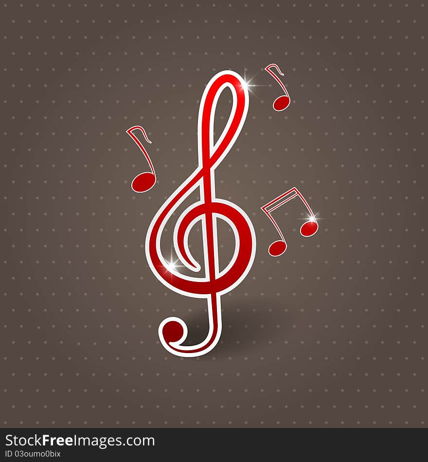 Vector musical background with treble clef