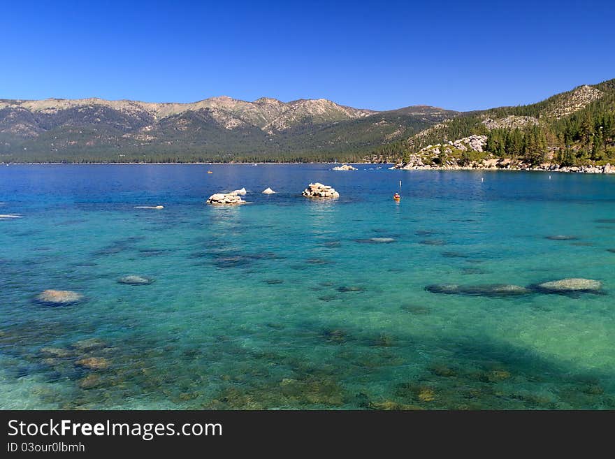 Beautiful Lake Tahoe with view on Sierra Navada