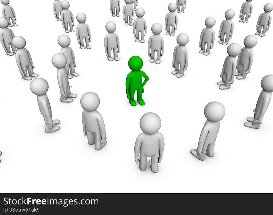 Render of a crowd with one stranger in the middle. Render of a crowd with one stranger in the middle
