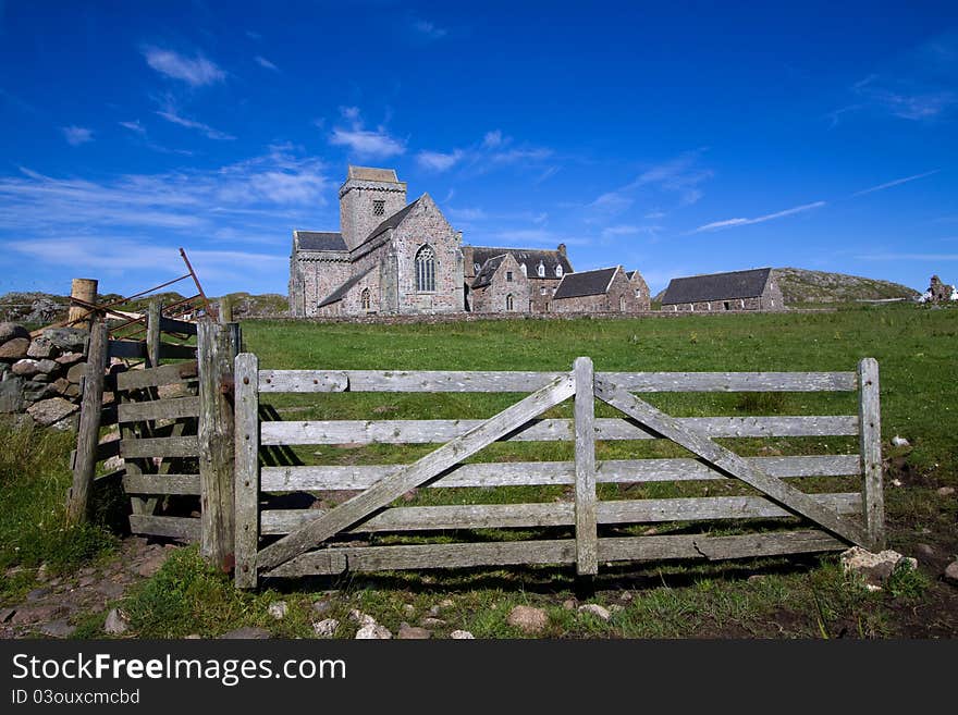 Iona Abbey on the Isle of Iona in the Inner Hebrides on the West Coast of Scotland. Founded by Columba in 563AD this is one of the most important religious and historic sites in Scotland.