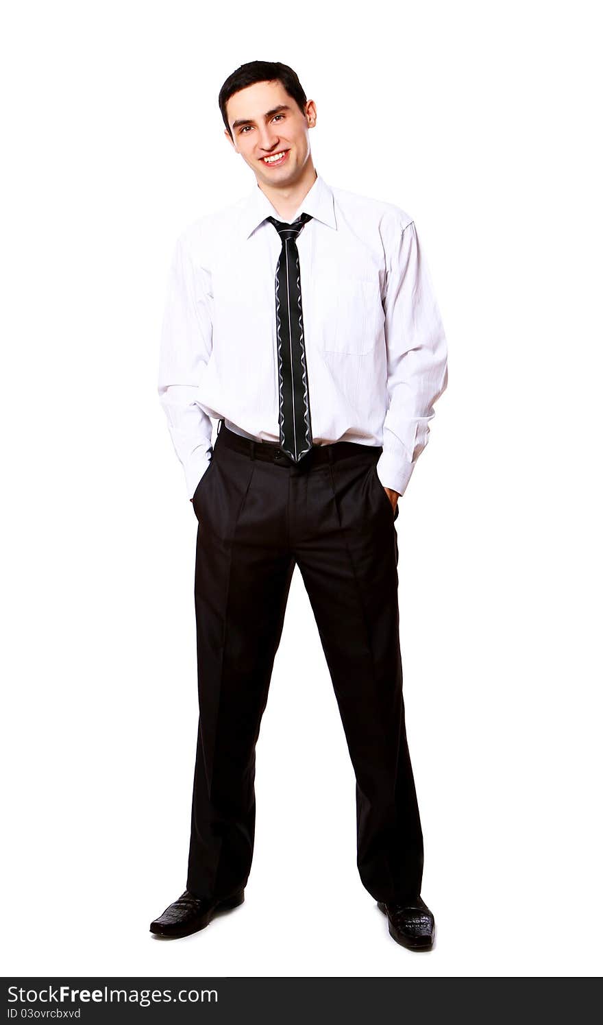 Young businessman isolated over white