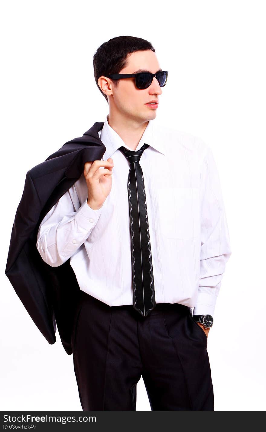 Young businessman in sunglasses