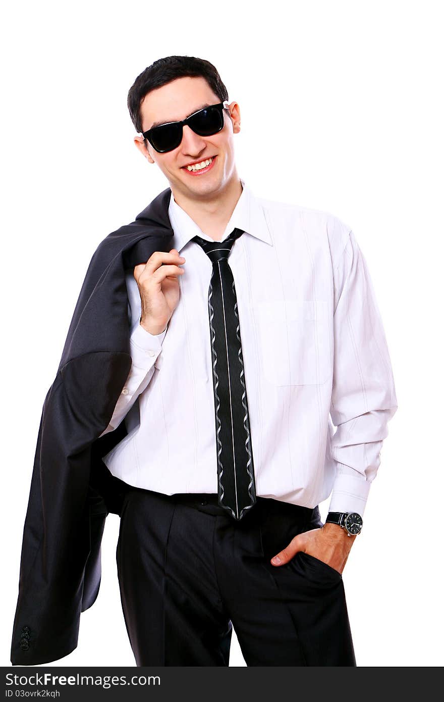 Young businessman in sunglasses