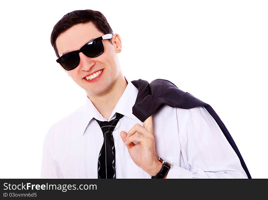 Young businessman in sunglasses