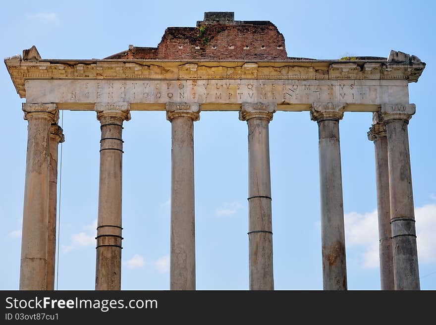 Ancient classical Portico against a blue sky. Rome, Italy. Ancient classical Portico against a blue sky. Rome, Italy