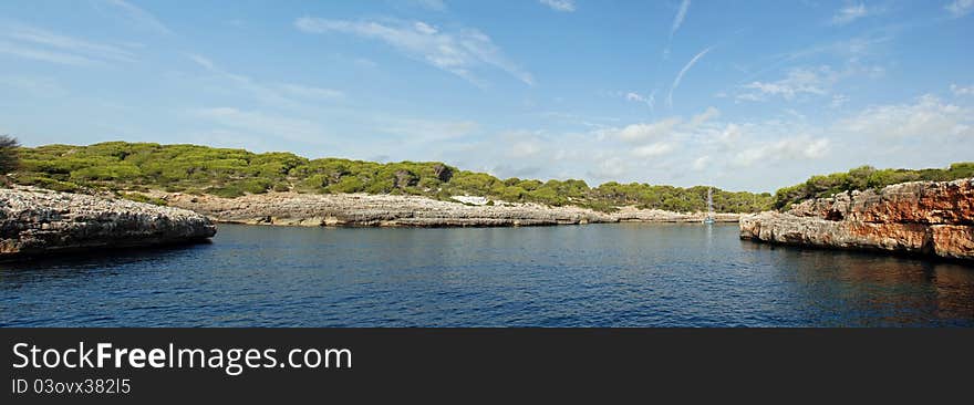 Panoramic view of a beach (Cala Sa Nau) in Mallorca (Spain). Panoramic view of a beach (Cala Sa Nau) in Mallorca (Spain)