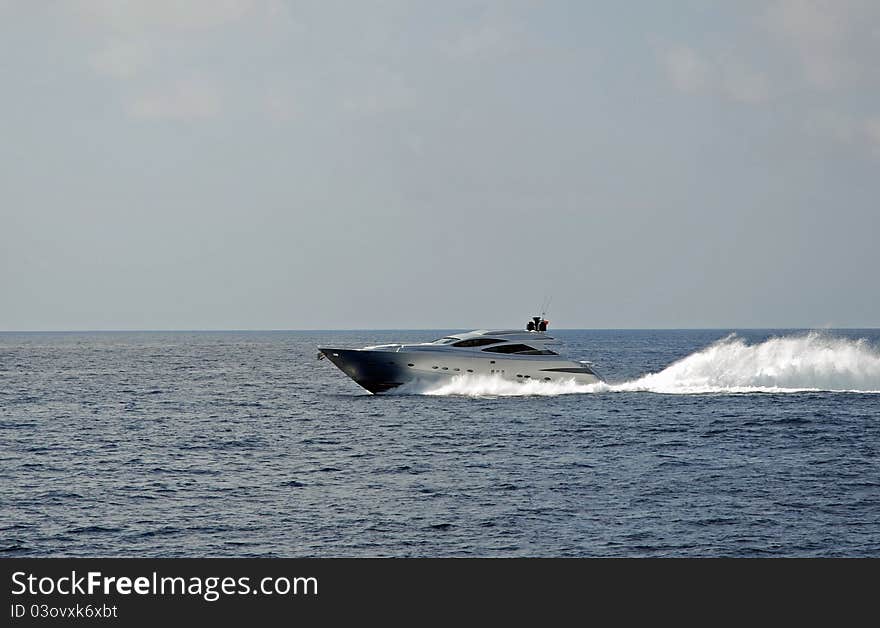 View of an sportive an luxury boat