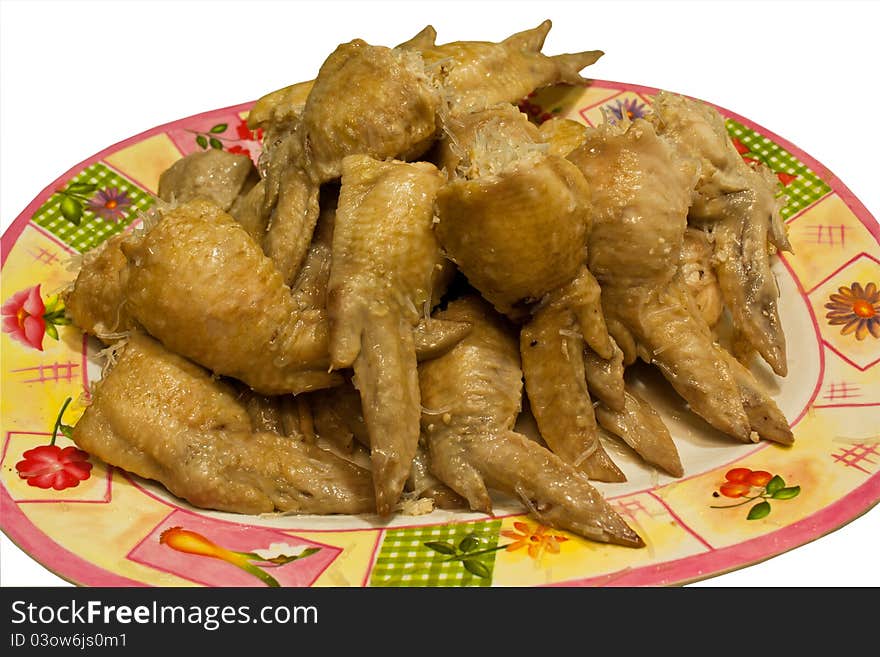 Chicken leg on the plate a lot. Prepare to fry. Chicken leg on the plate a lot. Prepare to fry.