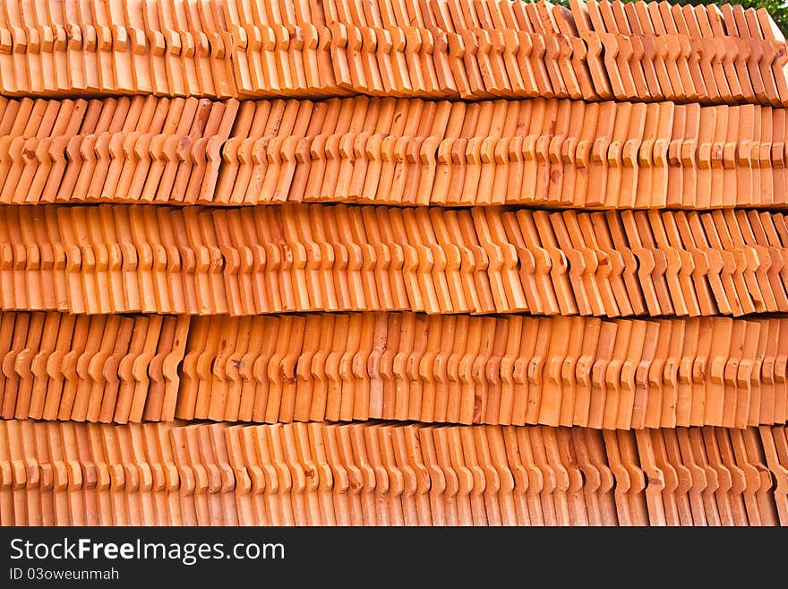 Stack of ceramic roof tiles