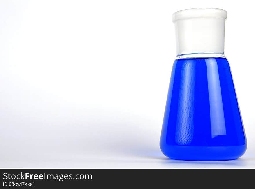 Blue Liquid chemical in laboratory breaker. Blue Liquid chemical in laboratory breaker