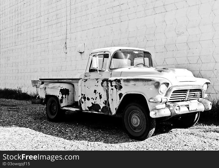 Classic truck from 1950's with damaged paint job