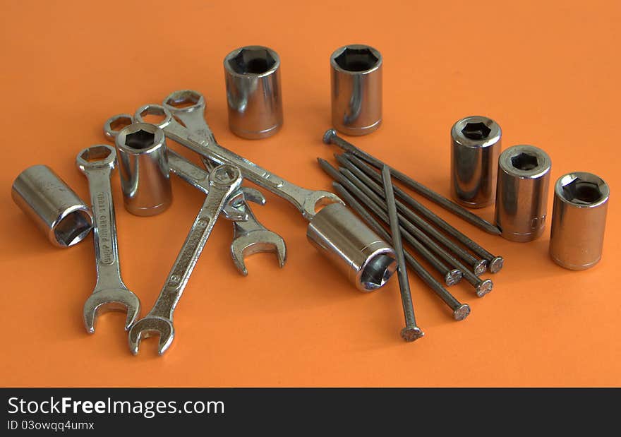 Tools on an orange background