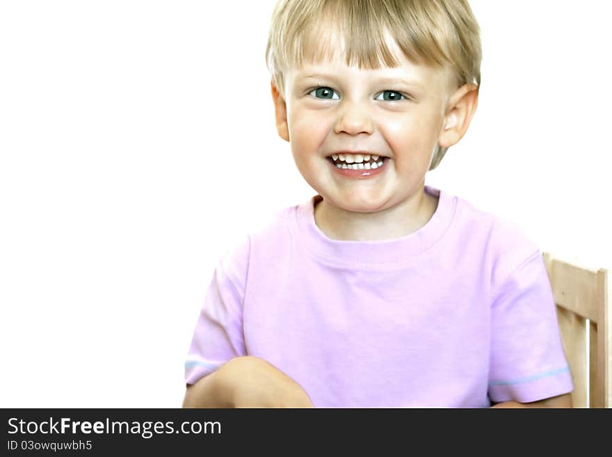 Smiling three-year-old boy on white background. Smiling three-year-old boy on white background