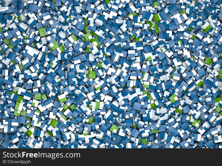 Cubes in blue and green